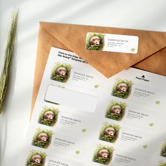 Waterverf Baby Hedgehog Baby shower adreslabel Etiket