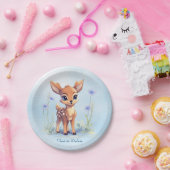 Waterverf Baby Herten Blauw Bloemen Papier Bord (Feest)