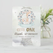 Waterverf Baby Herten Bloem Rozen Groen 1st Kaart (Staand voorkant)