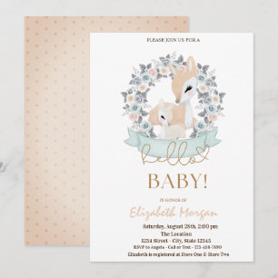 Waterverf Baby Herten Bloemen Stippen Baby shower Kaart
