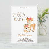 Waterverf Baby Herten Gestreept Baby shower Kaart (Staand voorkant)