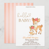 Waterverf Baby Herten Gestreept Baby shower Kaart (Voorkant / Achterkant)