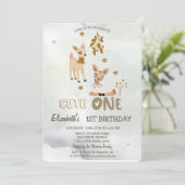 Waterverf Baby Herten Groen 1e Uitnodiging (Staand voorkant)