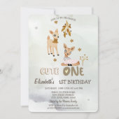 Waterverf Baby Herten Groen 1e Uitnodiging (Voorkant)