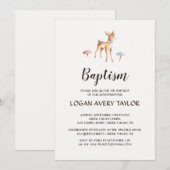 Waterverf Baby Herten met Paddestoel Doop Kaart (Voorkant / Achterkant)