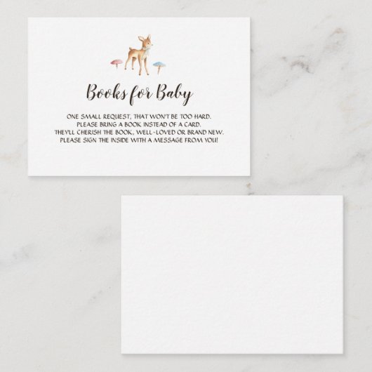 Waterverf Baby Herten op White Book Verzoek Informatiekaartje (Voorkant / Achterkant)