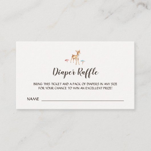 Waterverf Baby Herten Paddenstoelen Luier Raffle Informatiekaartje (Voorkant)