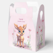 Waterverf Baby Herten Roze Bloemen Favor Box Bedankdoosjes (Geopend)