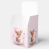 Waterverf Baby Herten Roze Bloemen Favor Box Bedankdoosjes (Geopend)