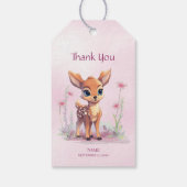 Waterverf Baby Herten Roze Bloemen Gift Label Cadeaulabel (Achterkant)