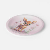 Waterverf Baby Herten Roze Bloemen Papier Bord (Gekanteld)