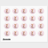 Waterverf Baby Herten Roze Bloemen Sticker (Vel)