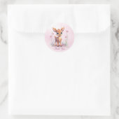 Waterverf Baby Herten Roze Bloemen Sticker (Tas)