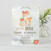 Waterverf Baby Hertenbloem Groen 1e Uitnodiging (Staand voorkant)