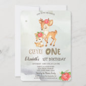 Waterverf Baby Hertenbloem Groen 1e Uitnodiging (Voorkant)