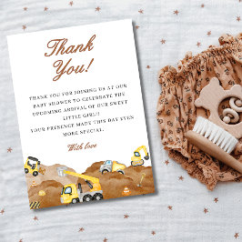 Waterverf baby in aanbouw baby shower bedankkaart