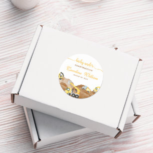 Waterverf baby in aanbouw baby shower ronde sticker