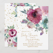 Waterverf Baby in bloei Baby shower Kaart (Voorkant / Achterkant)