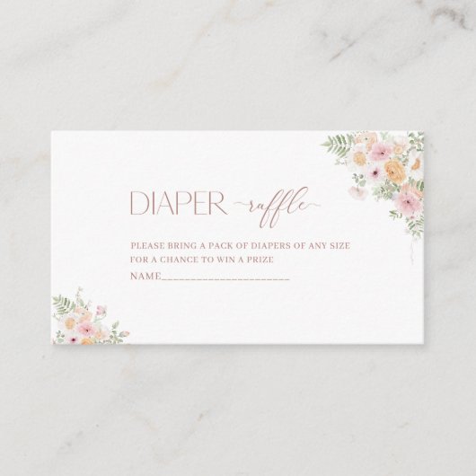 Waterverf Baby in Bloom Baby shower luierloterij Informatiekaartje (Voorkant)