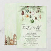 Waterverf Baby is koud buiten Baby shower Invi Kaart (Voorkant / Achterkant)