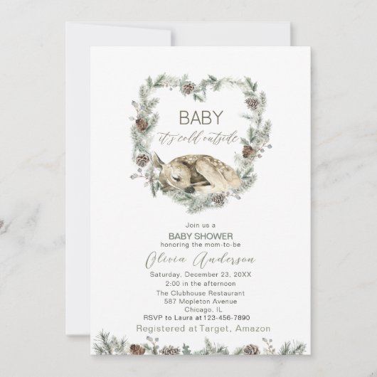 Waterverf Baby is koud buiten Baby shower Kaart (Voorkant)