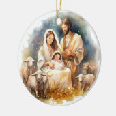 Waterverf Baby Jezus Christus met Maria en Jozef Keramisch Ornament (Links)
