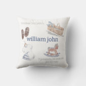 Waterverf Baby Jongen Kinderkamer Geboorte Statist Kussen (Achterkant)