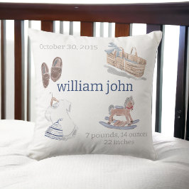 Waterverf Baby Jongen Kinderkamer Geboorte Statist Kussen