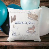 Waterverf Baby Jongen Kinderkamer Geboorte Statist Kussen