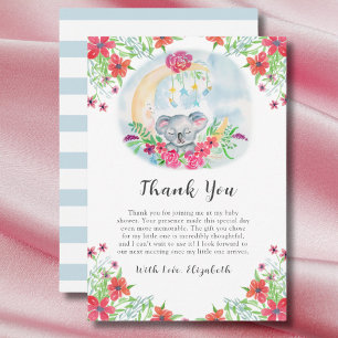 Waterverf Baby Koala met maanuitnodiging Bedankkaart