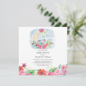 Waterverf Baby Koala met maanuitnodiging Kaart (Staand voorkant)