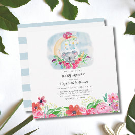 Waterverf Baby Koala met maanuitnodiging Kaart