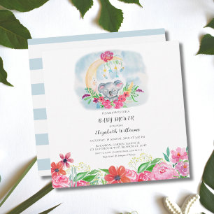 Waterverf Baby Koala met maanuitnodiging Kaart