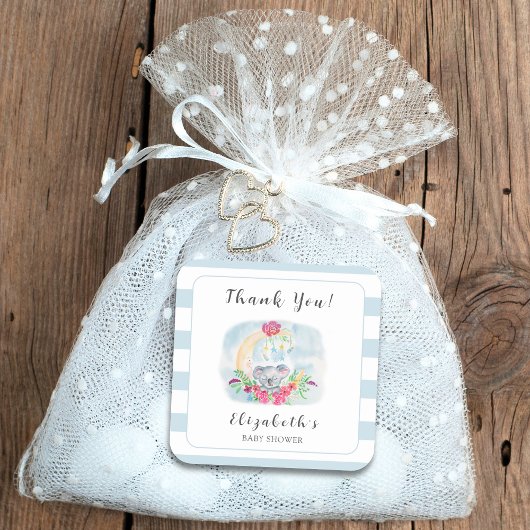 Waterverf Baby Koala met maanuitnodiging Vierkante Sticker