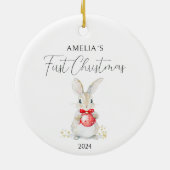 Waterverf Baby Konijn Custom Eerste Kerst Keramisch Ornament (Achterkant)