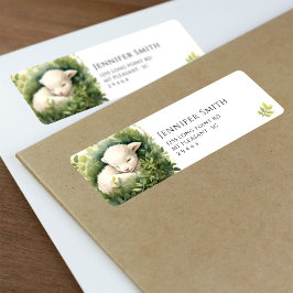 Waterverf Baby Lamb Baby shower Adresetiketten Etiket