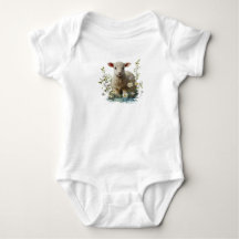 Waterverf Baby Lamb met Bloemen