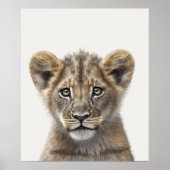 Waterverf Baby Lion Kind Nursery Oerwoud Safari Poster (Voorkant)