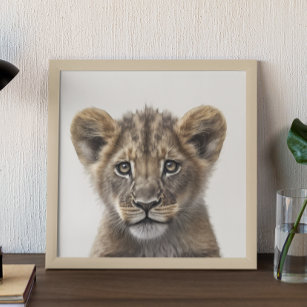 Waterverf Baby Lion Kind Nursery Oerwoud Safari Poster