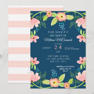 Waterverf Baby Meisje Douche Moderne BOHO Floral A Kaart