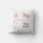 Waterverf Baby Meisje Kraamkamer Geboorte Statisti Kussen (Voorkant)