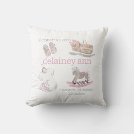 Waterverf Baby Meisje Kraamkamer Geboorte Statisti Kussen