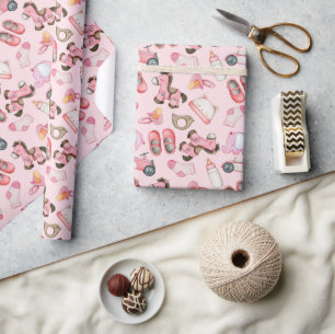 Waterverf Baby Meisje Patroon Speelgoed Kleren Sho Cadeaupapier