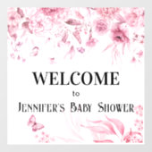 Waterverf Baby Meisje Roze Bloemen Window Cling Raamsticker (Vel)