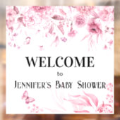 Waterverf Baby Meisje Roze Bloemen Window Cling Raamsticker (Vel 2)