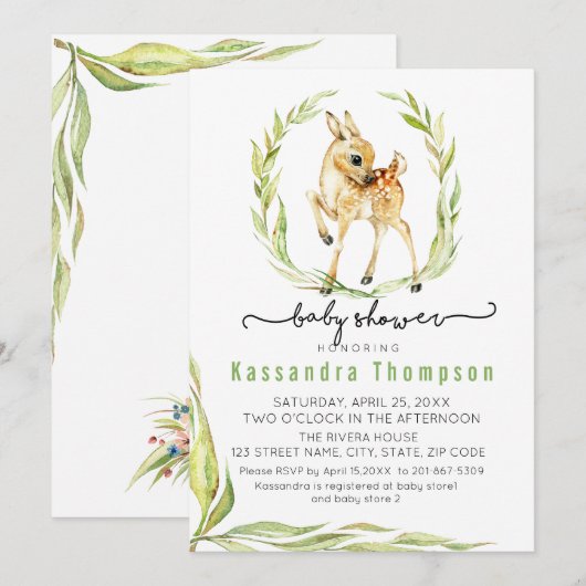 Waterverf Baby met groen Baby shower Kaart (Voorkant / Achterkant)