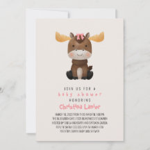 Waterverf Baby Moose Cute Whimsical Baby Girl