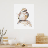 Waterverf Baby mus met ruches veren Poster (Keuken)