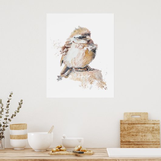 Waterverf Baby mus met ruches veren Poster (Keuken)