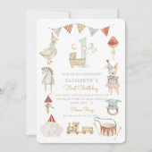 Waterverf Baby Mushroom Whimsical Eerste Verjaarda Kaart (Voorkant)